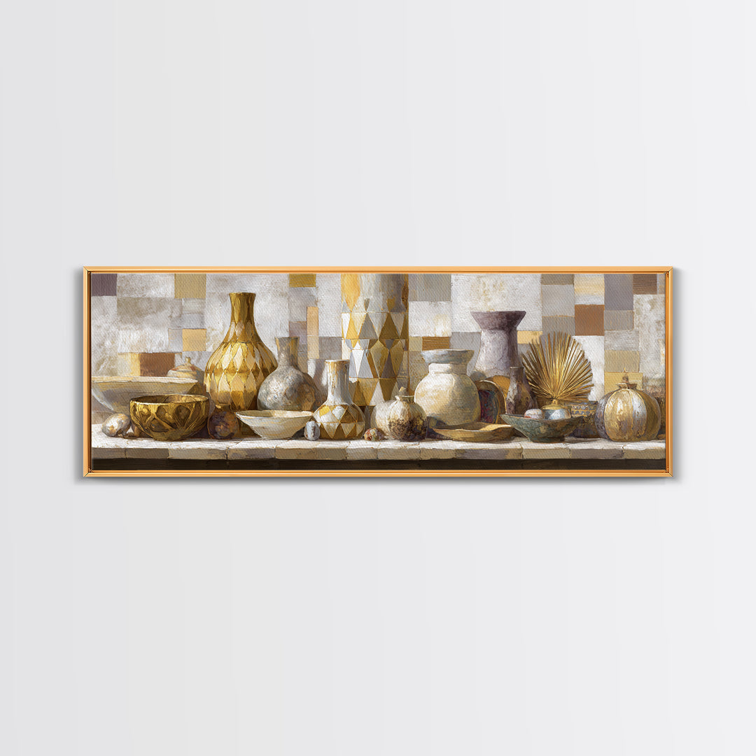 Gold Geometric Sunburst Framed Canvas Print, Moroccan Art, Textured Painting, Living Room Decor, Fine Art, Marrakesh, MOR-3x1-64