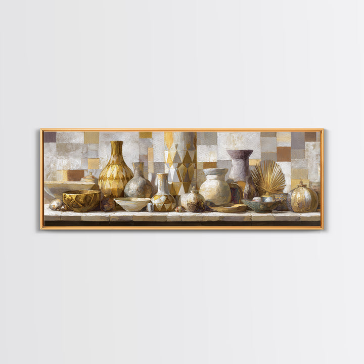 Gold Geometric Sunburst Framed Canvas Print, Moroccan Art, Textured Painting, Living Room Decor, Fine Art, Marrakesh, MOR-3x1-64