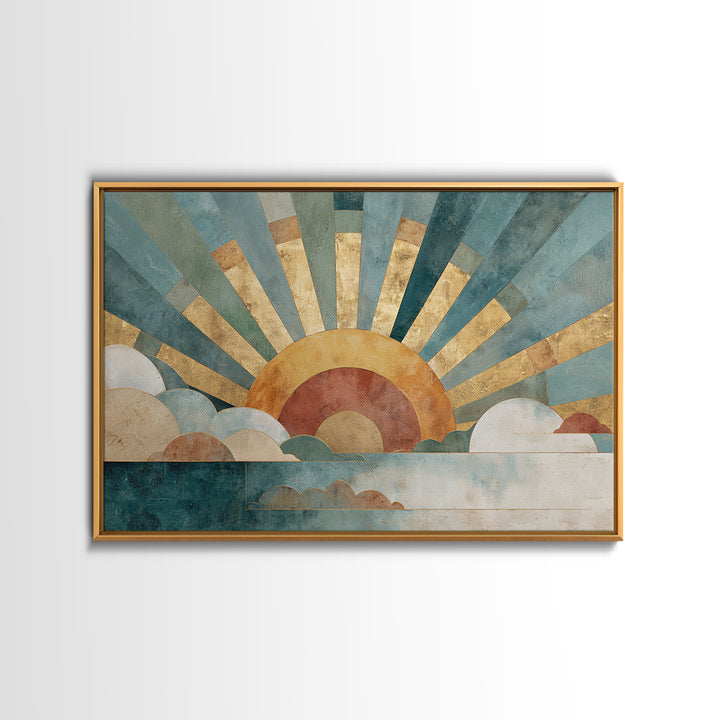 Gold Geometric Sunburst Canvas Print, Moroccan Art, Art Print, Living Room Decor, Fine Art, Marrakesh 576, Set of Prints, MOR-3x2-76