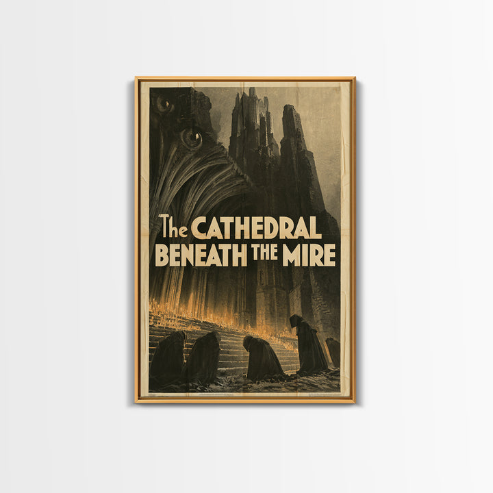The Cathedral Beneath The Mire, English Language Horror Movie Poster, 1930s Horror Art, Gothic Cinema Wall Art, Canvas Print