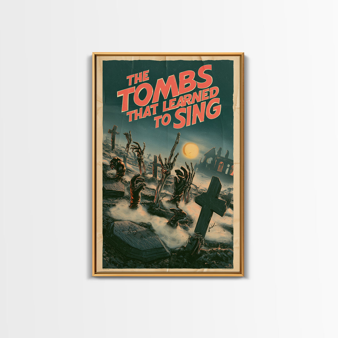 The Tombs That Learned To Sing, English Language Horror Movie Poster, Giallo Horror Art, Gothic Cinema Wall Art, Canvas Print
