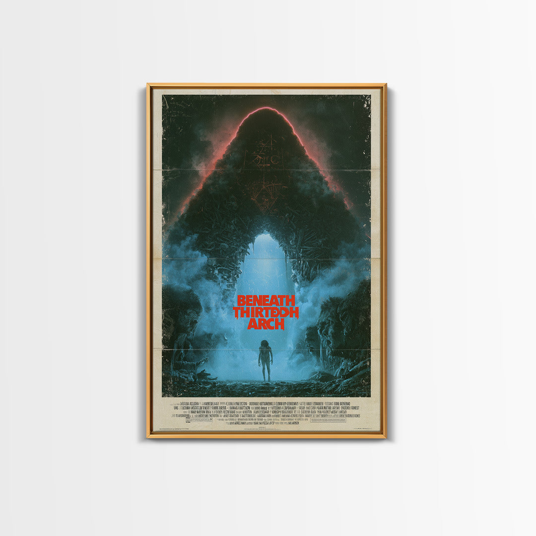 Beneath The Thirteenth Arch, English Language Horror Movie Poster, 1980s Vhs Nightmare Cover Inspired Art, Gothic Cinema Wall Art