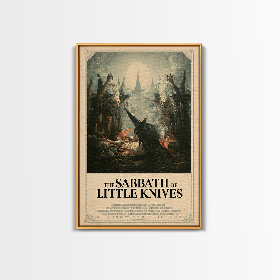 The Sabbath Of Little Knives, English Language Horror Movie Poster, Gothic Nightmare Art, Gothic Cinema Wall Art, Framed Canvas Print