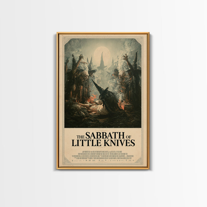 The Sabbath Of Little Knives, English Language Horror Movie Poster, Gothic Nightmare Art, Gothic Cinema Wall Art, Framed Canvas Print