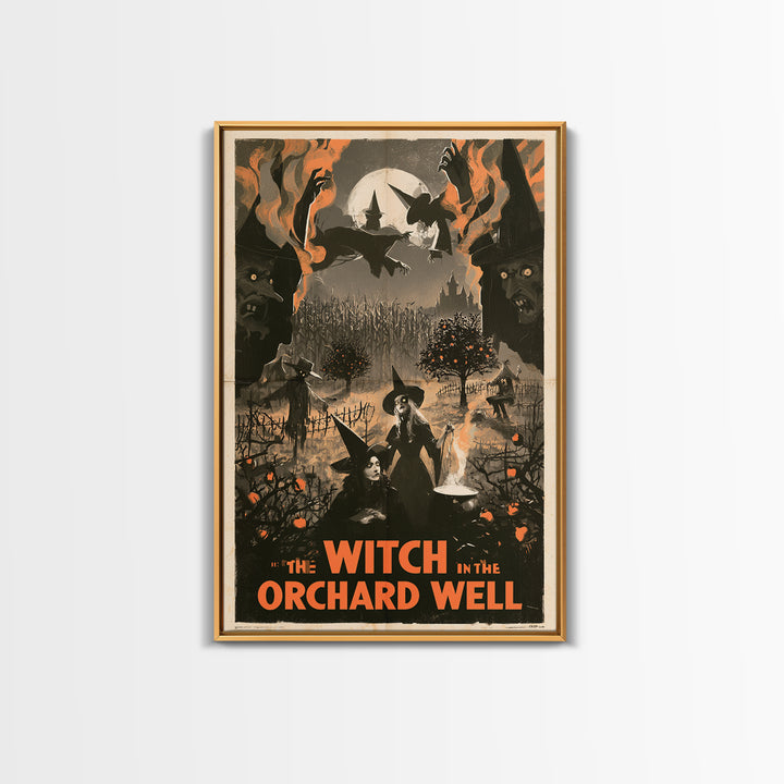 The Witch In The Orchard Well, English Language Horror Movie Poster, 1930s Horror Art, Gothic Cinema Wall Art, Canvas Print