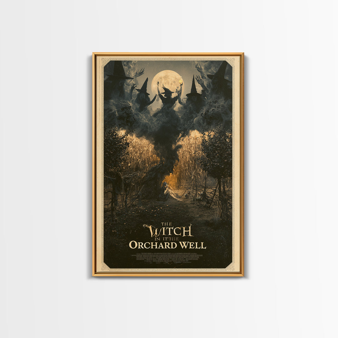 The Witch In The Orchard Well, English Language Horror Movie Poster, Gothic Nightmare Art, Retro Horror Movie Art, Canvas Print