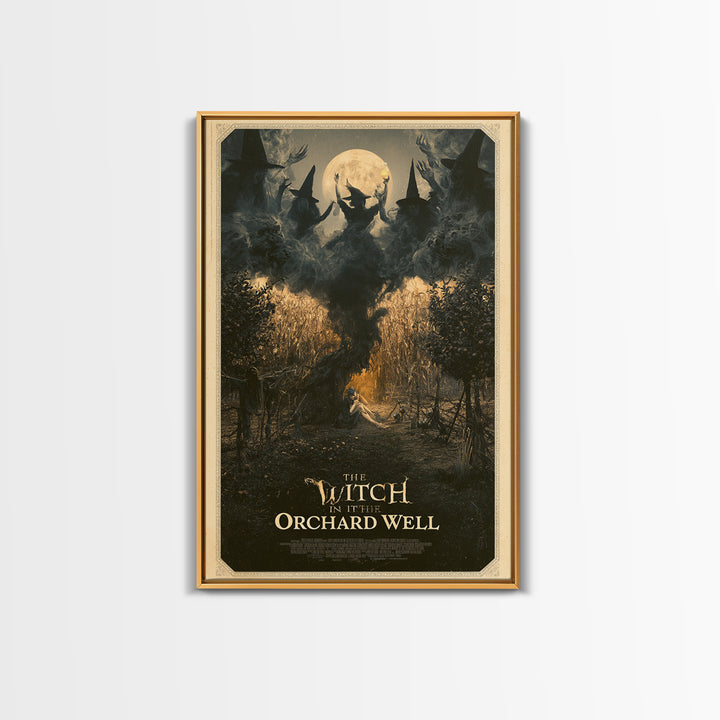 The Witch In The Orchard Well, English Language Horror Movie Poster, Gothic Nightmare Art, Retro Horror Movie Art, Canvas Print