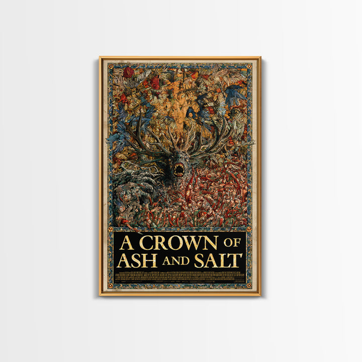 A Crown Of Ash And Salt, English Language Horror Movie Poster, Stained Glass Gothic Art, Retro Horror Movie Art, Canvas Print