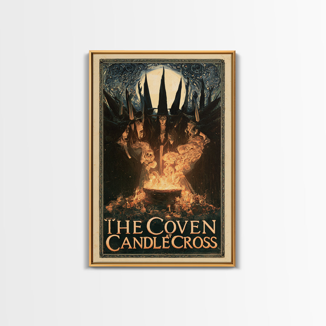 The Coven At Candlecross, English Language Horror Movie Poster, Stained Glass Gothic Art, Cult Horror Poster, Canvas Print