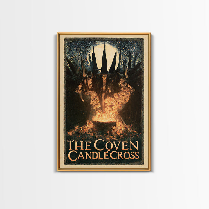 The Coven At Candlecross, English Language Horror Movie Poster, Stained Glass Gothic Art, Cult Horror Poster, Canvas Print