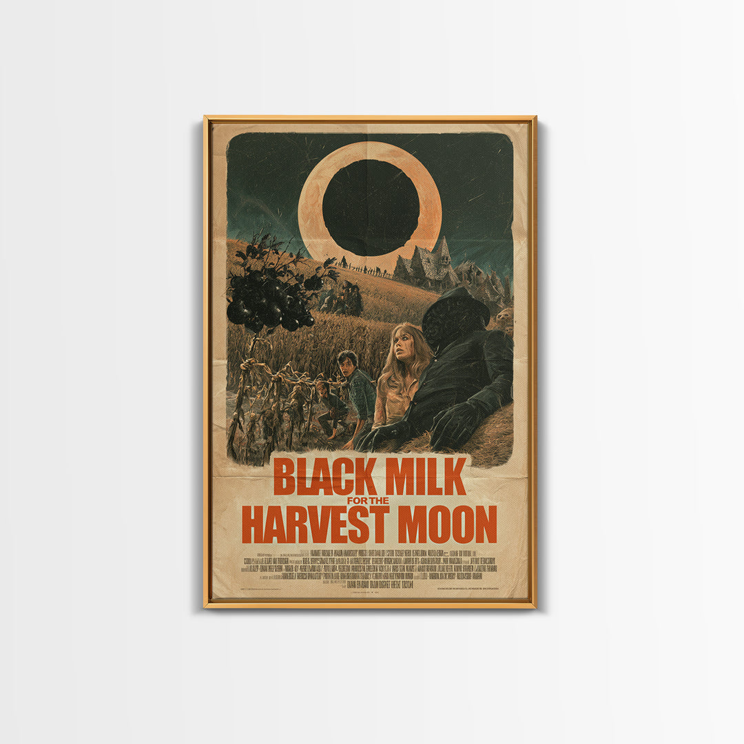 Black Milk For The Harvest Moon, English Language Horror Movie Poster, Giallo Horror Art, Gothic Cinema Wall Art, Canvas Print