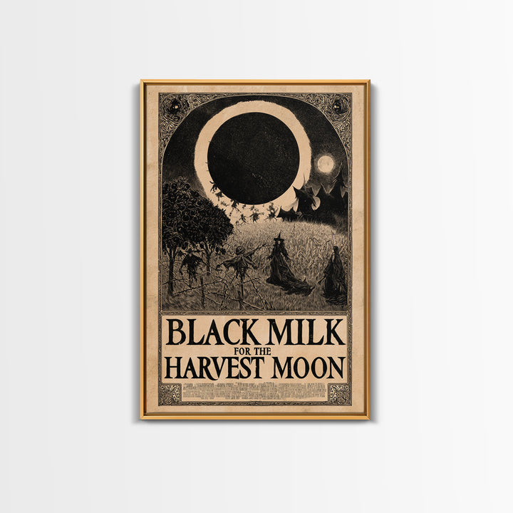 Black Milk For The Harvest Moon, English Language Horror Movie Poster, Decadent Line Art, Classic Monster Poster, Canvas Print