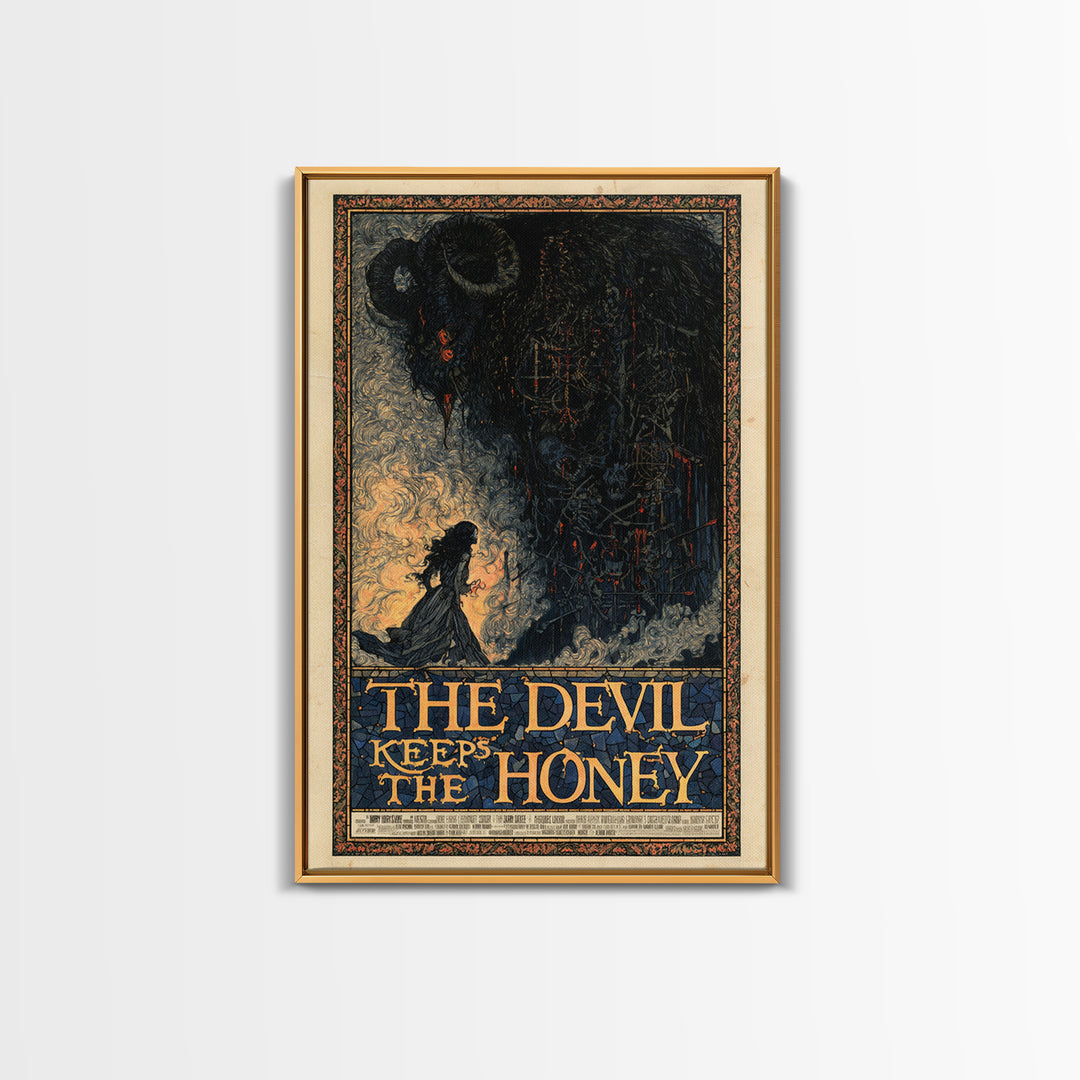 The Devil Keeps The Honey, English Language Horror Movie Poster, Stained Glass Gothic Art, Classic Monster Poster, Canvas Print