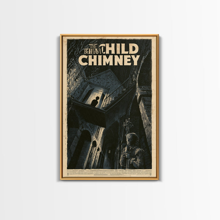 The Child Behind The Chimney, English Language Horror Movie Poster, Architectural Etching Art, Classic Monster Poster