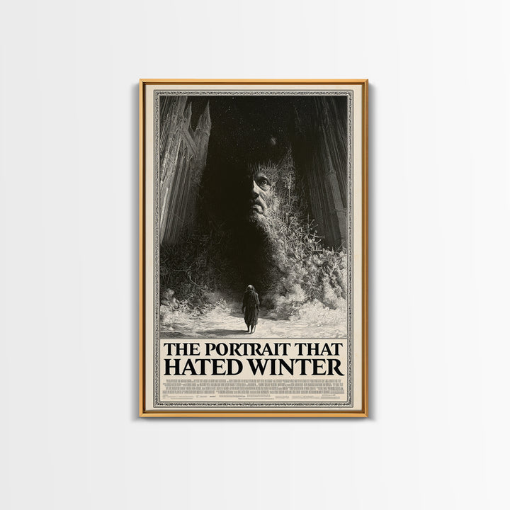 The Portrait That Hated Winter, English Language Horror Movie Poster, Gothic Engraving Art, Retro Horror Movie Art, Framed Canvas Print