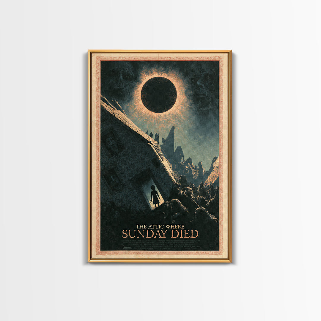 The Attic Where Sunday Died, English Language Horror Movie Poster, Dark Romantic Horror Art, Cult Horror Poster, Canvas Print
