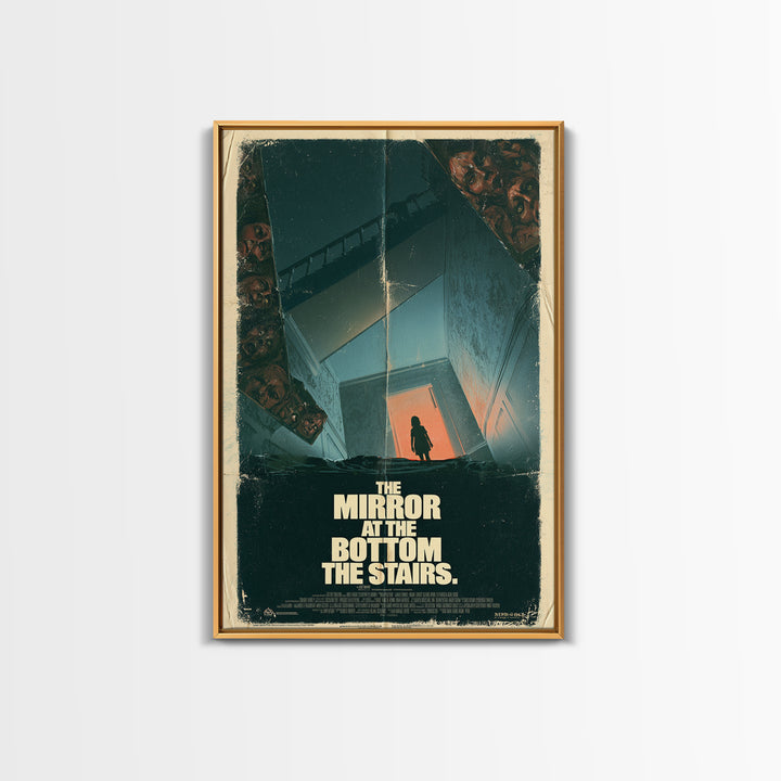 The Mirror At The Bottom Of The Stairs, English Language Horror Movie Poster, 1970s Horror Art, Cult Horror Poster, Framed Canvas Print