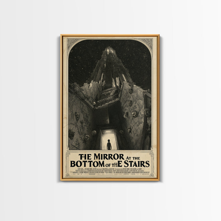 The Mirror At The Bottom Of The Stairs, English Language Horror Movie Poster, Gothic Engraving Art, Cult Horror Poster, Horror Wall Art