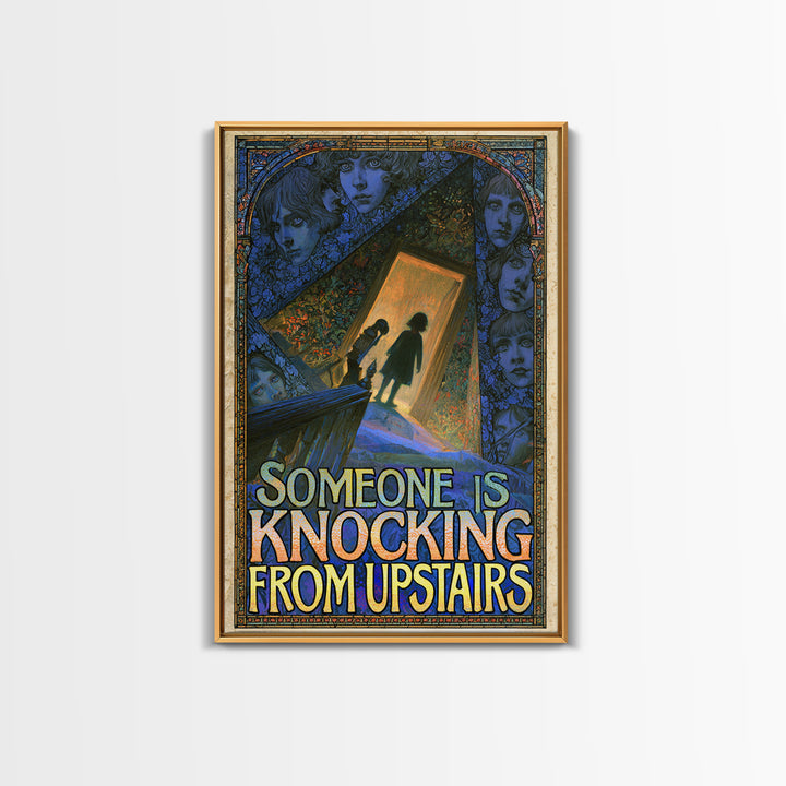 Someone Is Knocking From Upstairs, English Language Horror Movie Poster, Stained Glass Gothic Art, Classic Monster Poster, Canvas Print