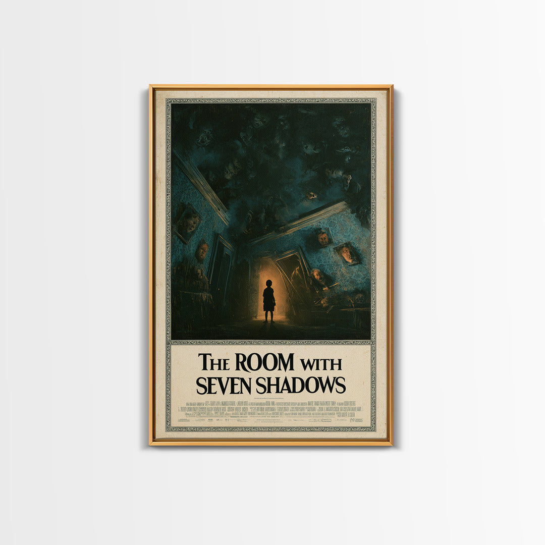 The Room With Seven Shadows, English Language Horror Movie Poster, Dark Romantic Horror Art, Gothic Cinema Wall Art, Framed Canvas Print