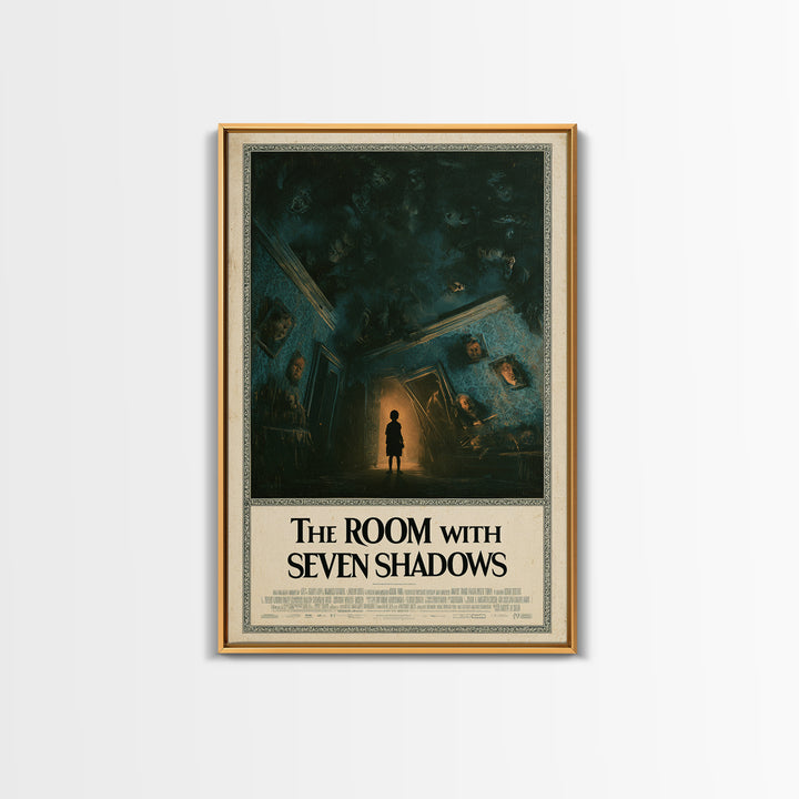 The Room With Seven Shadows, English Language Horror Movie Poster, Dark Romantic Horror Art, Gothic Cinema Wall Art, Framed Canvas Print