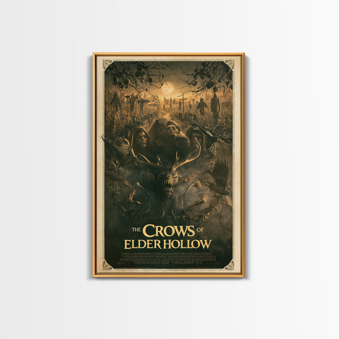 The Crows Of Elder Hollow, English Language Horror Movie Poster, Dark Romantic Horror Art, Retro Horror Movie Art, Canvas Print