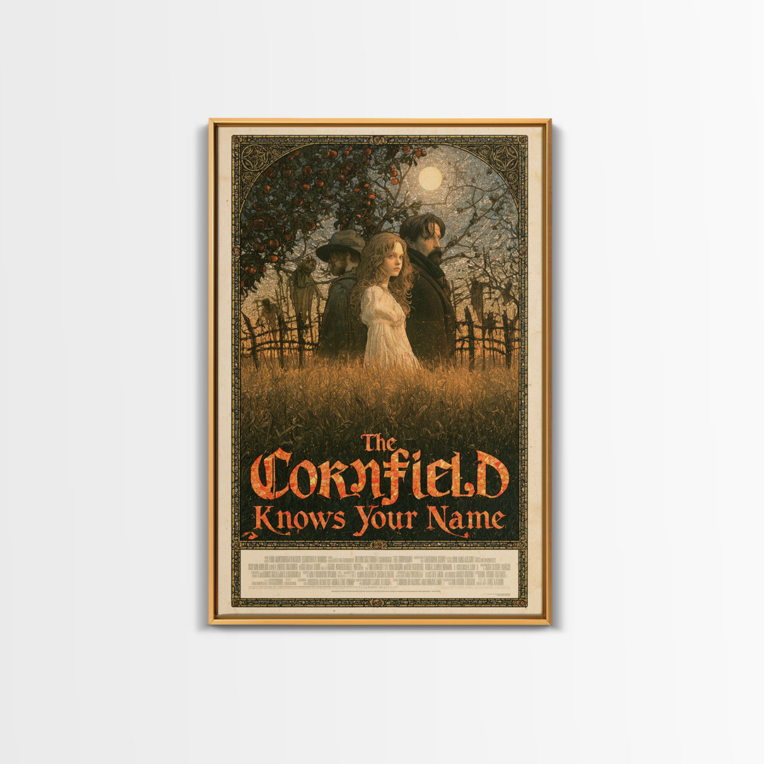 The Cornfield Knows Your Name, English Language Horror Movie Poster, Stained Glass Gothic Art, Classic Monster Poster, Canvas Print