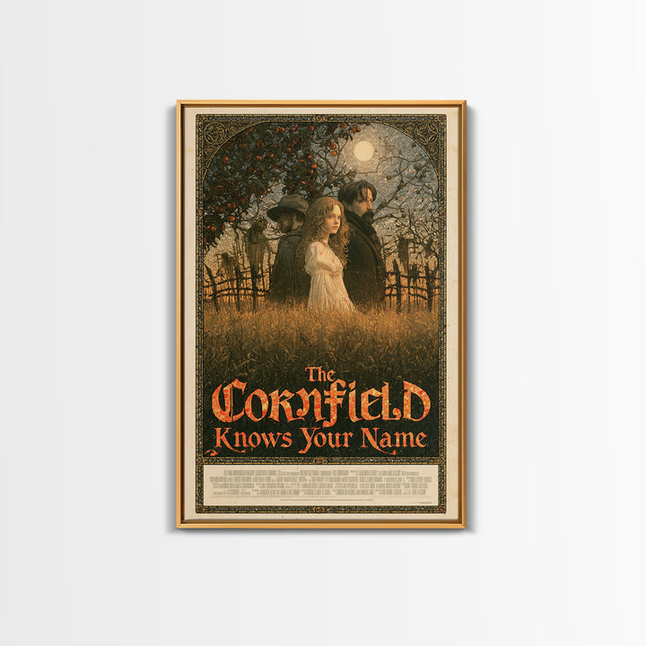 The Cornfield Knows Your Name, English Language Horror Movie Poster, Stained Glass Gothic Art, Classic Monster Poster, Canvas Print