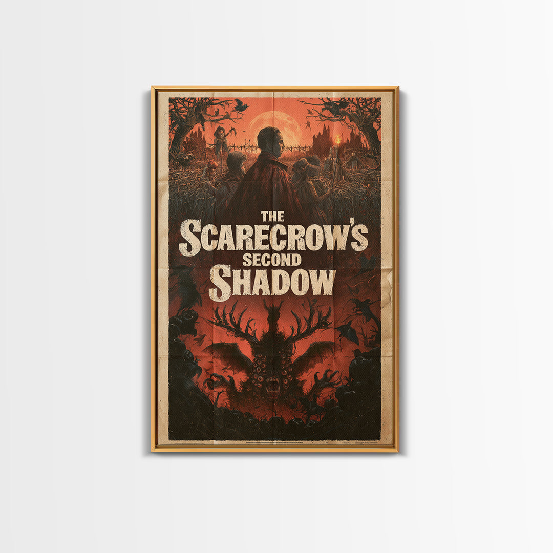 The Scarecrow'S Second Shadow, English Language Horror Movie Poster, 1960s Horror Art, Classic Monster Poster, Framed Canvas Print