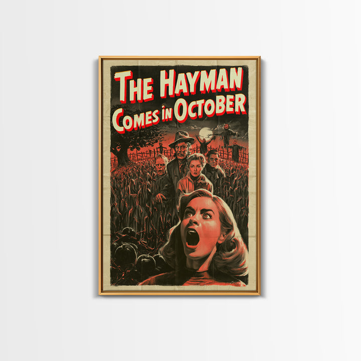 The Hayman Comes In October, English Language Horror Movie Poster, 1950s Creature-Feature One-Sheet Inspired Art, Gothic Cinema Wall Art