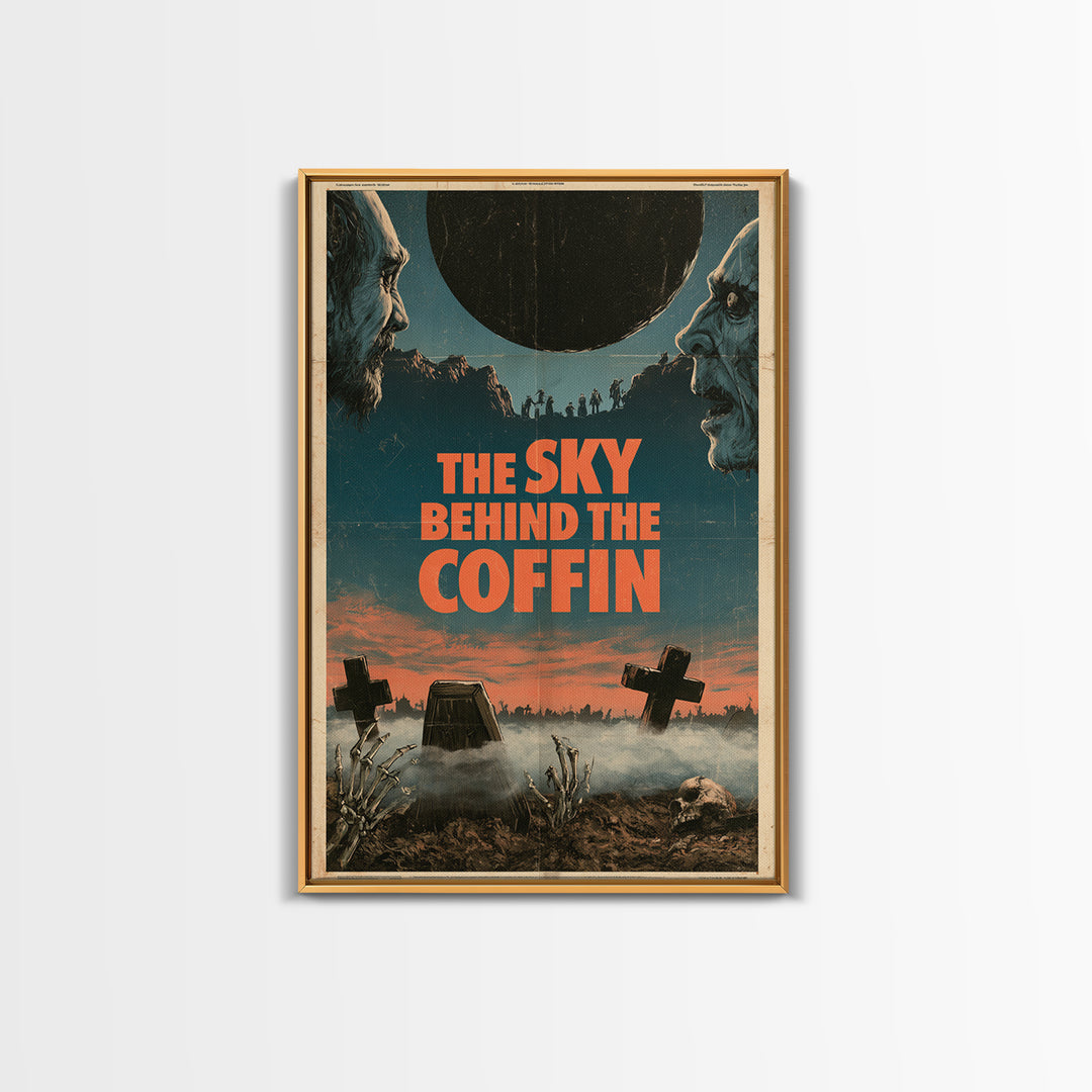 The Sky Behind The Coffin, English Language Horror Movie Poster, 1970s Horror Art, Cult Horror Poster, Framed Canvas Print
