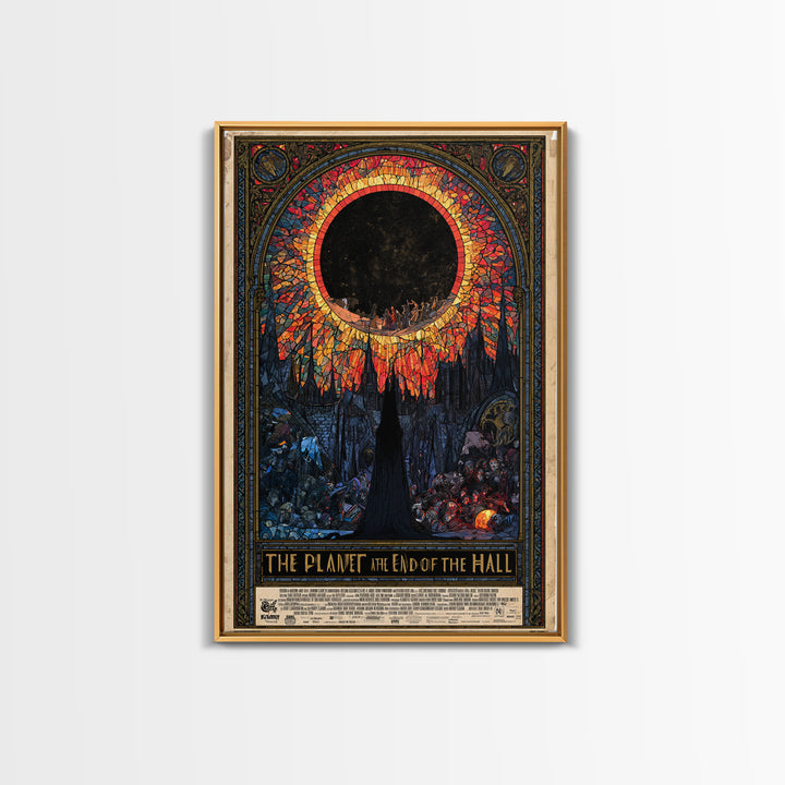 The Planet At The End Of The Hall, English Language Horror Movie Poster, Stained Glass Gothic Art, Gothic Cinema Wall Art, Canvas Print