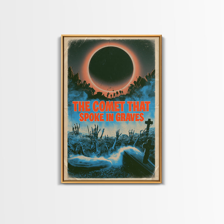 The Comet That Spoke In Graves, English Language Horror Movie Poster, 1980s Vhs Nightmare Cover Inspired Art, Cult Horror Poster