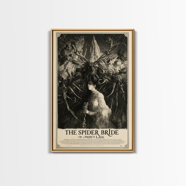 The Spider Bride Of Mercy Lane, English Language Horror Movie Poster, Gothic Engraving Art, Gothic Cinema Wall Art, Canvas Print