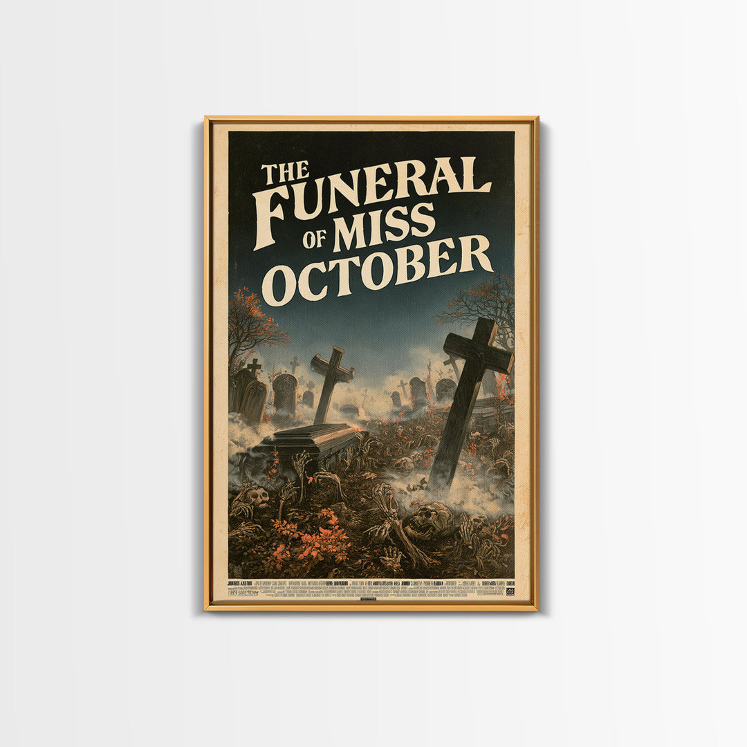 The Funeral Of Miss October, English Language Horror Movie Poster, Stained Glass Gothic Art, Cult Horror Poster, Canvas Print