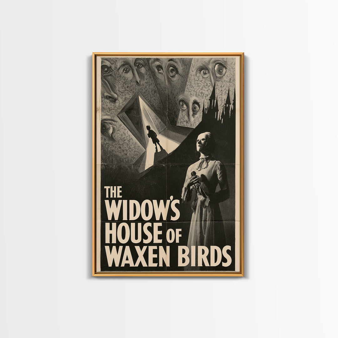 The Widow'S House Of Waxen Birds, English Language Horror Movie Poster, 1930s Horror Art, Gothic Cinema Wall Art, Canvas Print