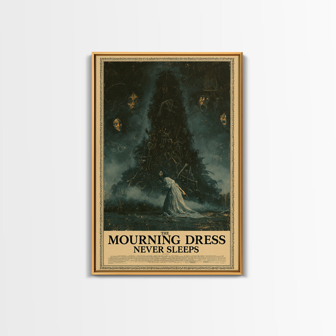 The Mourning Dress Never Sleeps, English Language Horror Movie Poster, Dark Romantic Horror Art, Cult Horror Poster, Canvas Print