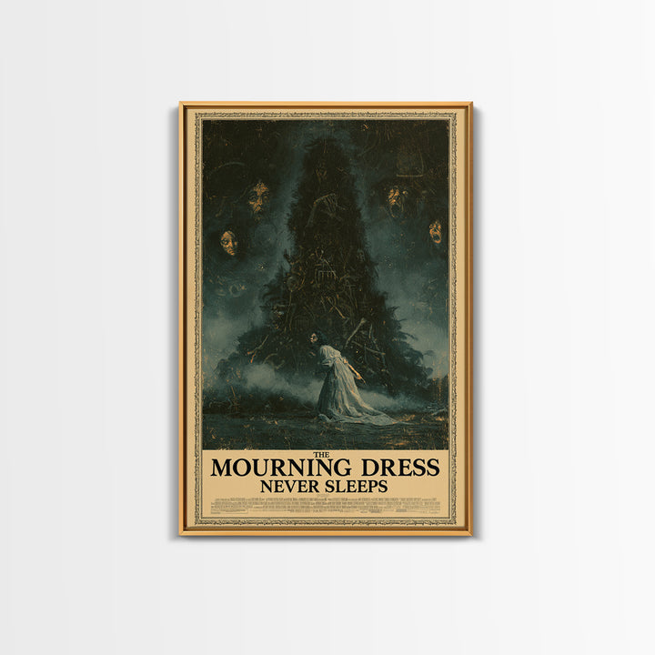 The Mourning Dress Never Sleeps, English Language Horror Movie Poster, Dark Romantic Horror Art, Cult Horror Poster, Canvas Print