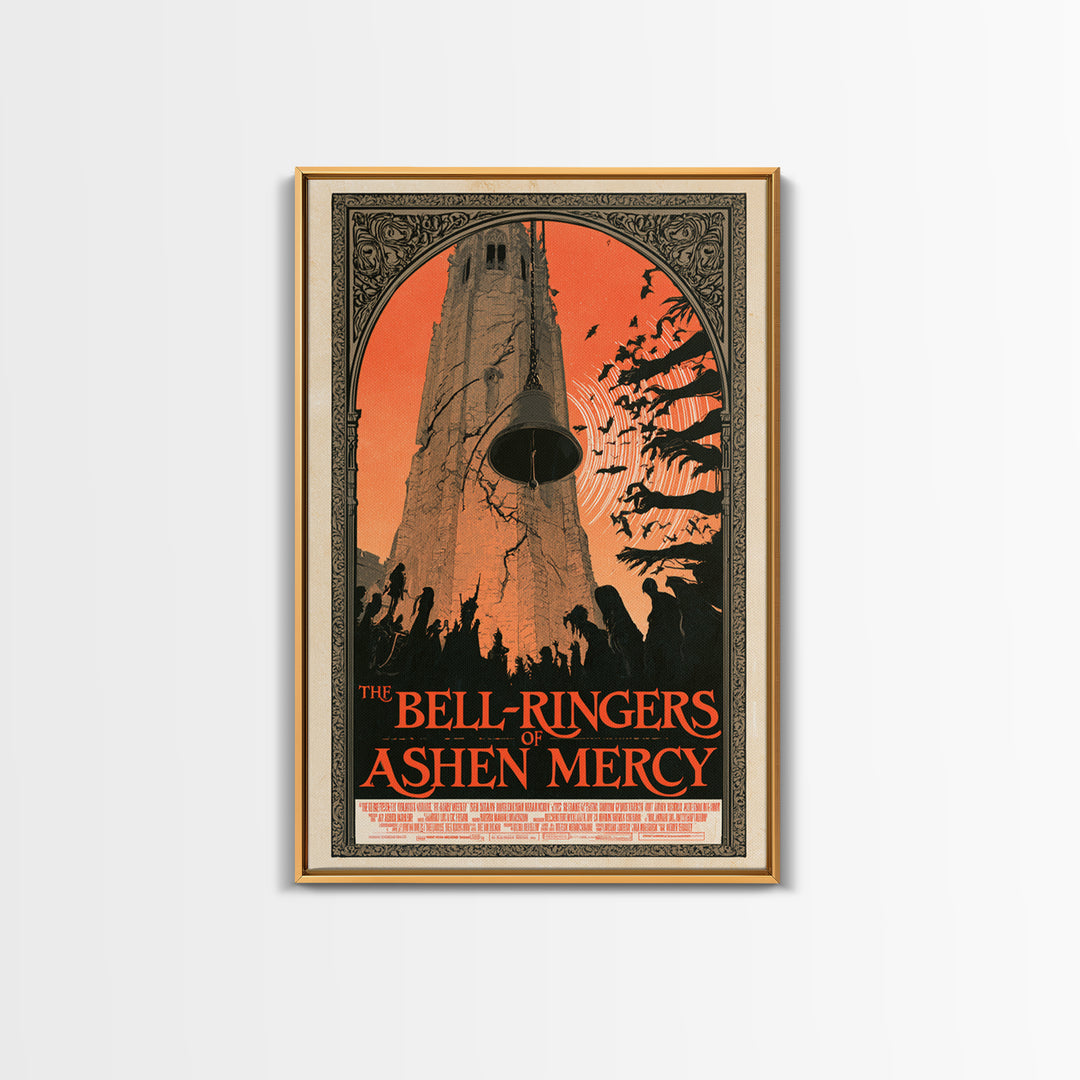 The Bell-Ringers Of Ashen Mercy, English Language Horror Movie Poster, Decadent Line Art, Cult Horror Poster, Canvas Print