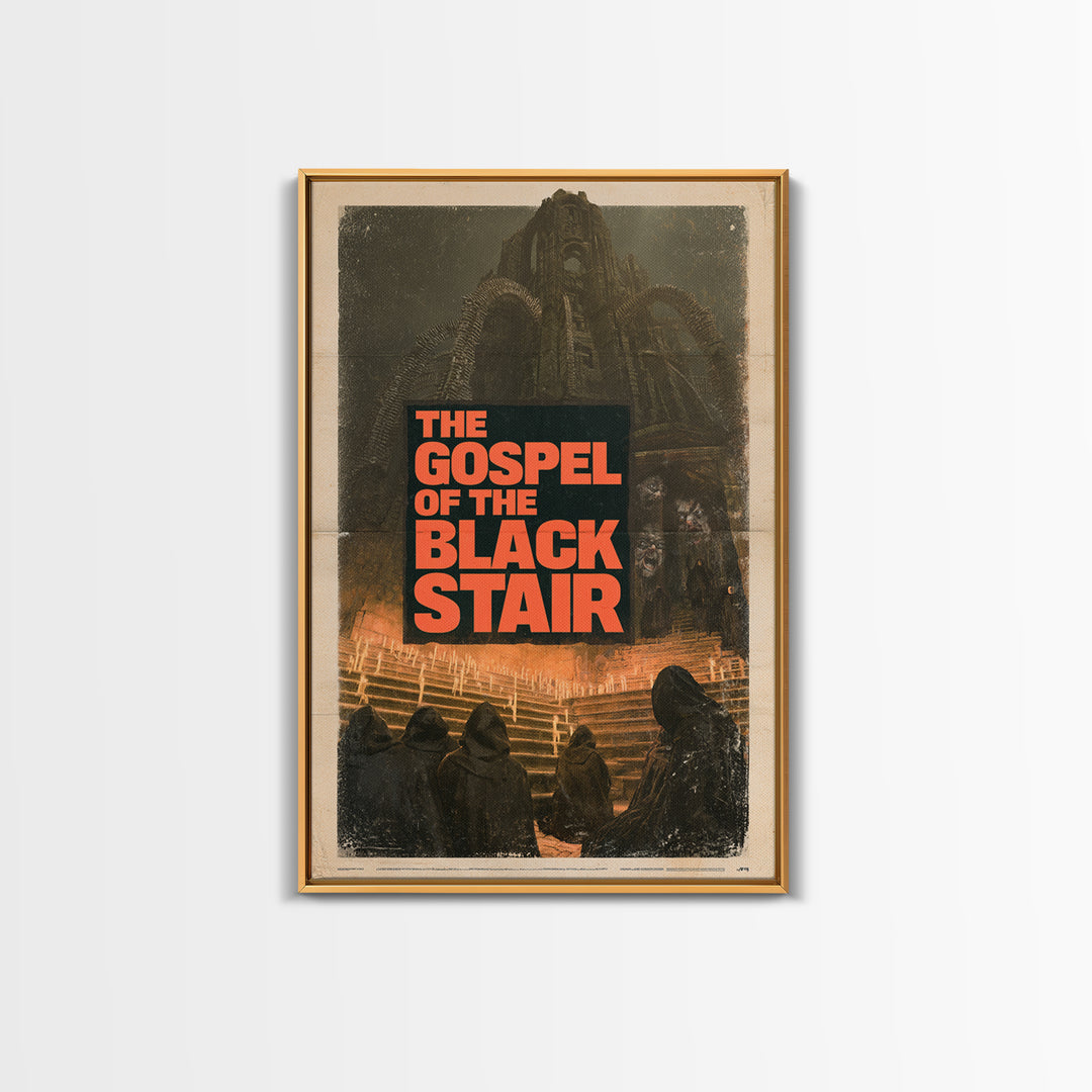 The Gospel Of The Black Stair, English Language Horror Movie Poster, 1970s Horror Art, Retro Horror Movie Art, Canvas Print