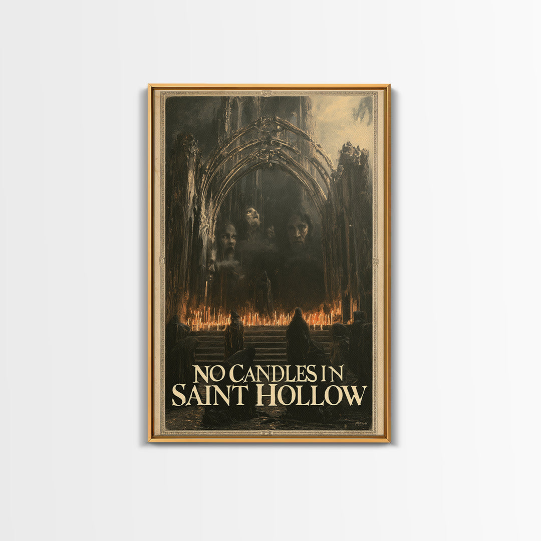 No Candles In Saint Hollow, English Language Horror Movie Poster, Dark Romantic Horror Art, Classic Monster Poster, Canvas Print