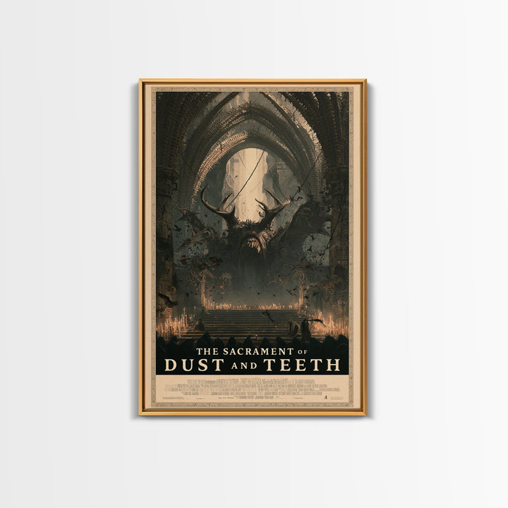The Sacrament Of Dust And Teeth, English Language Horror Movie Poster, Architectural Etching Art, Retro Horror Movie Art