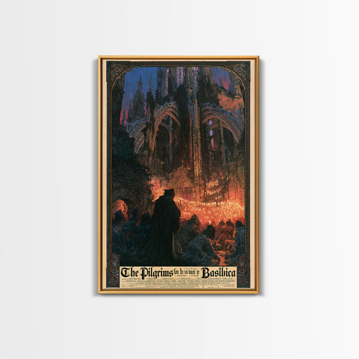 The Pilgrims Of The Drowned Basilica, English Language Horror Movie Poster, Stained Glass Gothic Art, Cult Horror Poster, Canvas Print