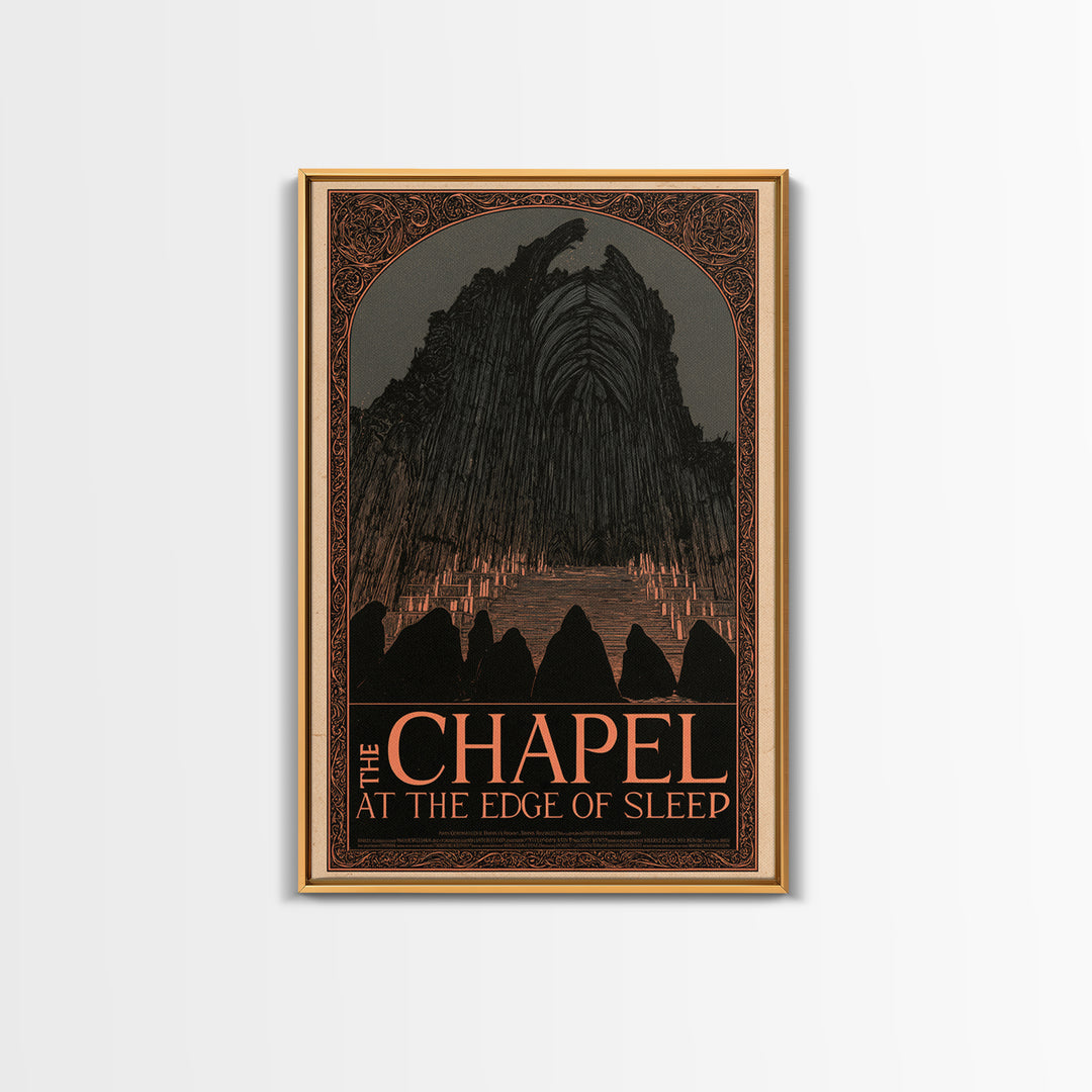 The Chapel At The Edge Of Sleep, English Language Horror Movie Poster, Decadent Line Art, Gothic Cinema Wall Art