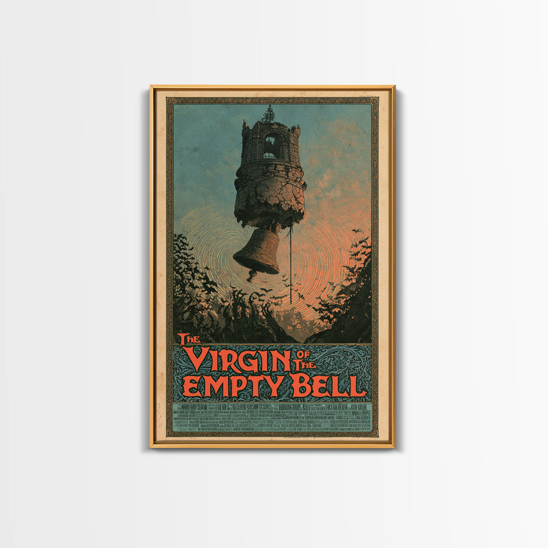 The Virgin Of The Empty Bell, English Language Horror Movie Poster, Stained Glass Gothic Art, Retro Horror Movie Art, Framed Canvas Print
