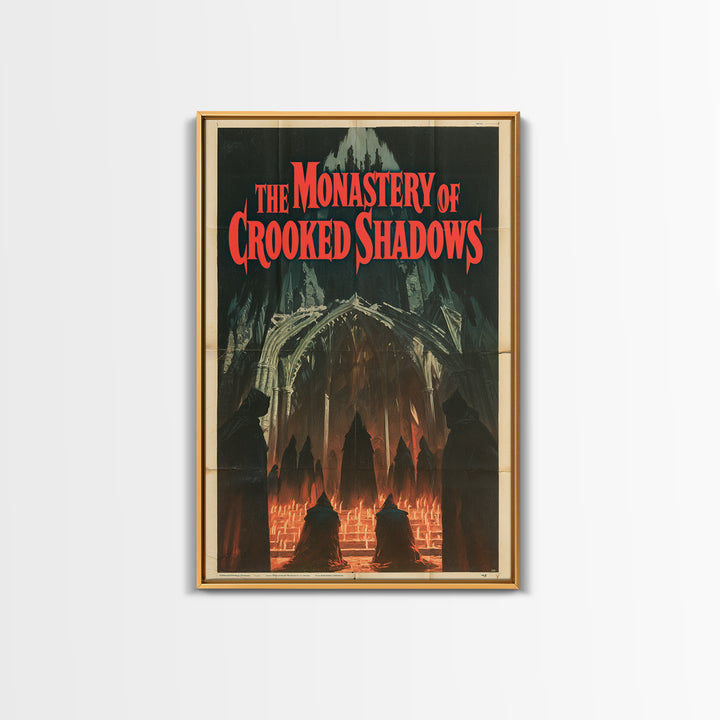 The Monastery Of Crooked Shadows, English Language Horror Movie Poster, 1960s Horror Art, Classic Monster Poster, Framed Canvas Print
