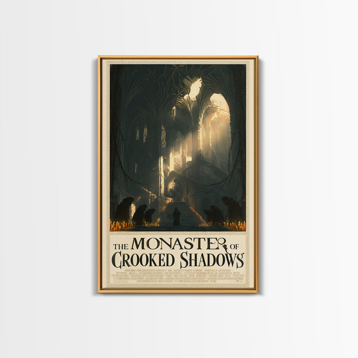 The Monastery Of Crooked Shadows, English Language Horror Movie Poster, Architectural Etching Art, Cult Horror Poster