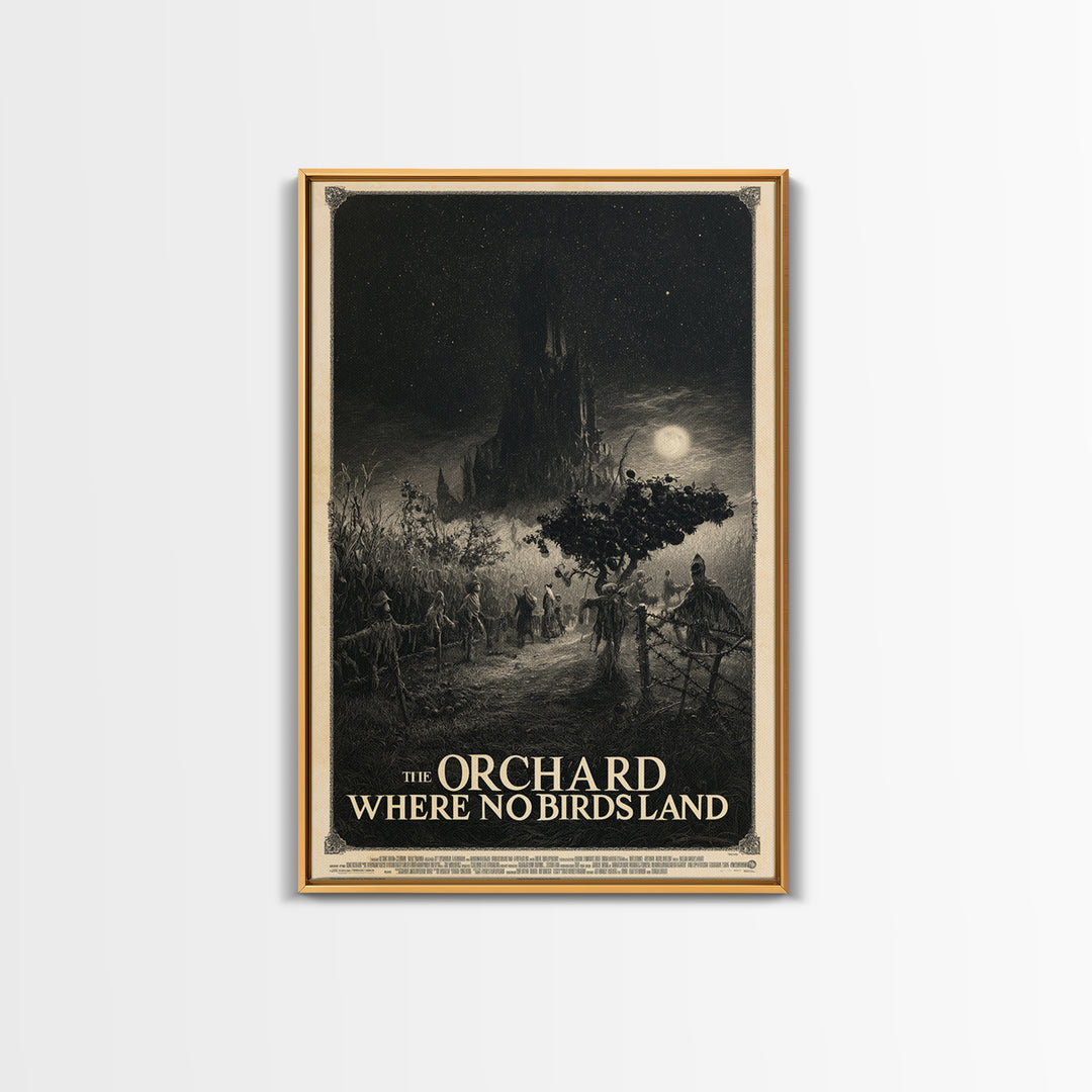 The Orchard Where No Birds Land, English Language Horror Movie Poster, Gothic Engraving Art, Cult Horror Poster, Canvas Print