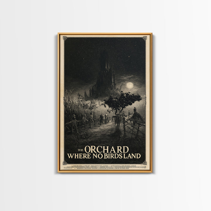 The Orchard Where No Birds Land, English Language Horror Movie Poster, Gothic Engraving Art, Cult Horror Poster, Canvas Print