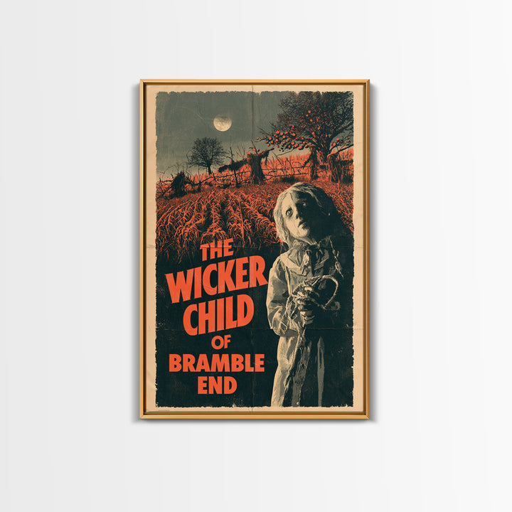 The Wicker Child Of Bramble End, English Language Horror Movie Poster, 1970s Horror Art, Gothic Cinema Wall Art, Framed Canvas Print